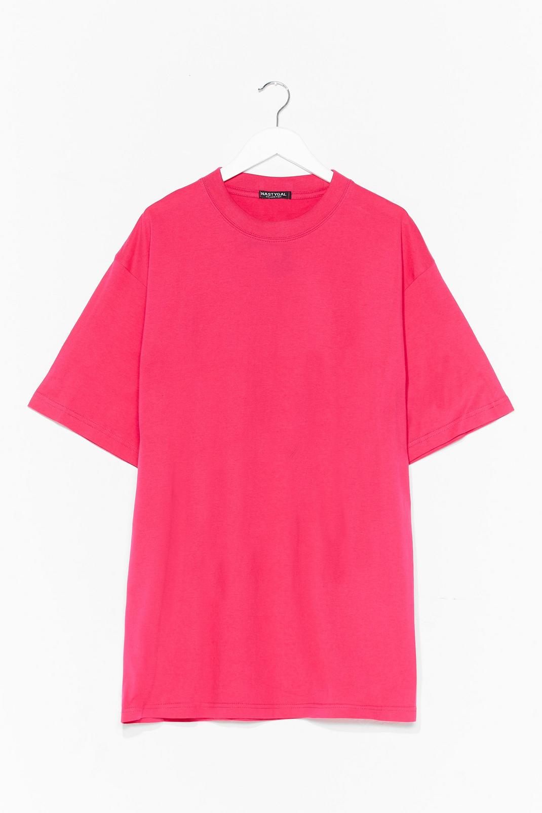 Hot pink Oversized Basic Short Sleeve T-Shirt image number 1