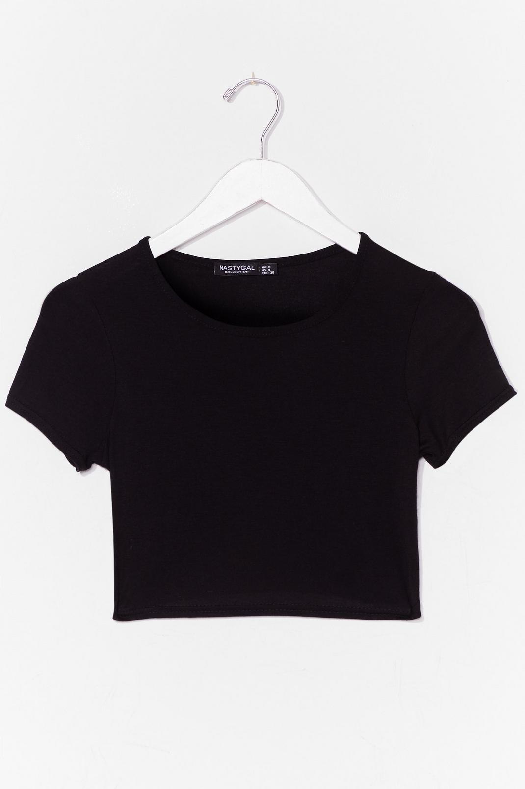 Black Short Sleeve Cropped T-Shirt image number 1