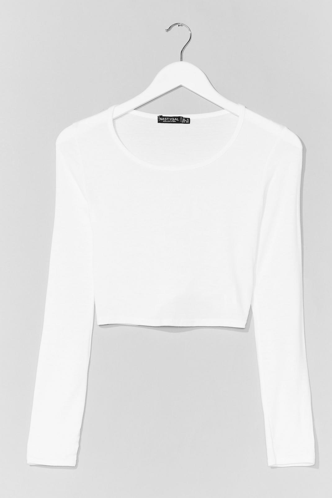 White Join the Crew Neck Crop Top image number 1