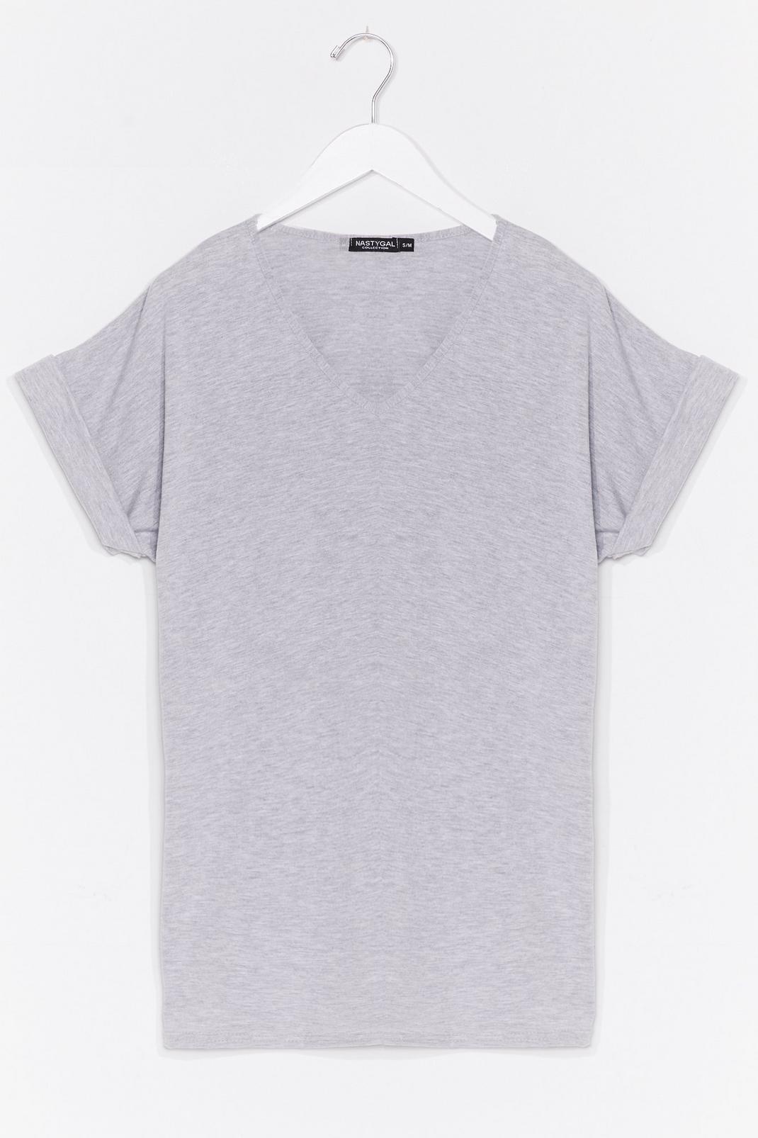 Grey Baggy V Neck Short Sleeve T-Shirt image number 1