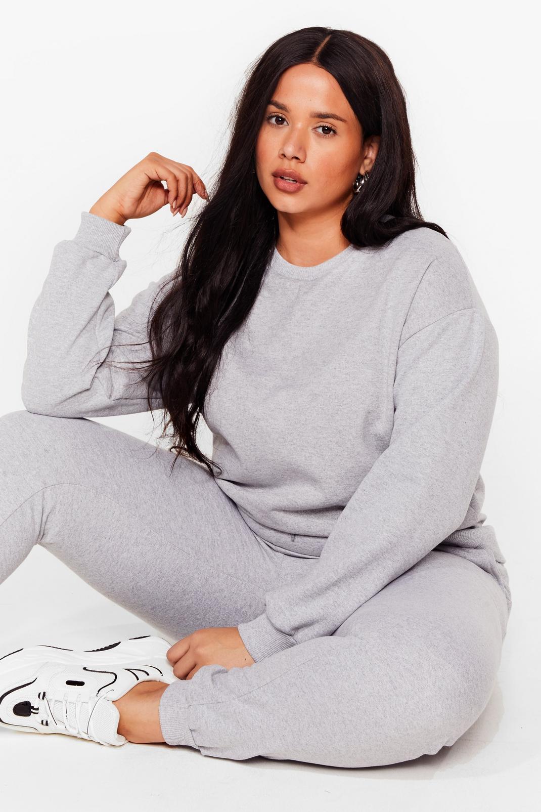 Grey Crew Neck Sweatshirt And SweatTrousers Set image number 1