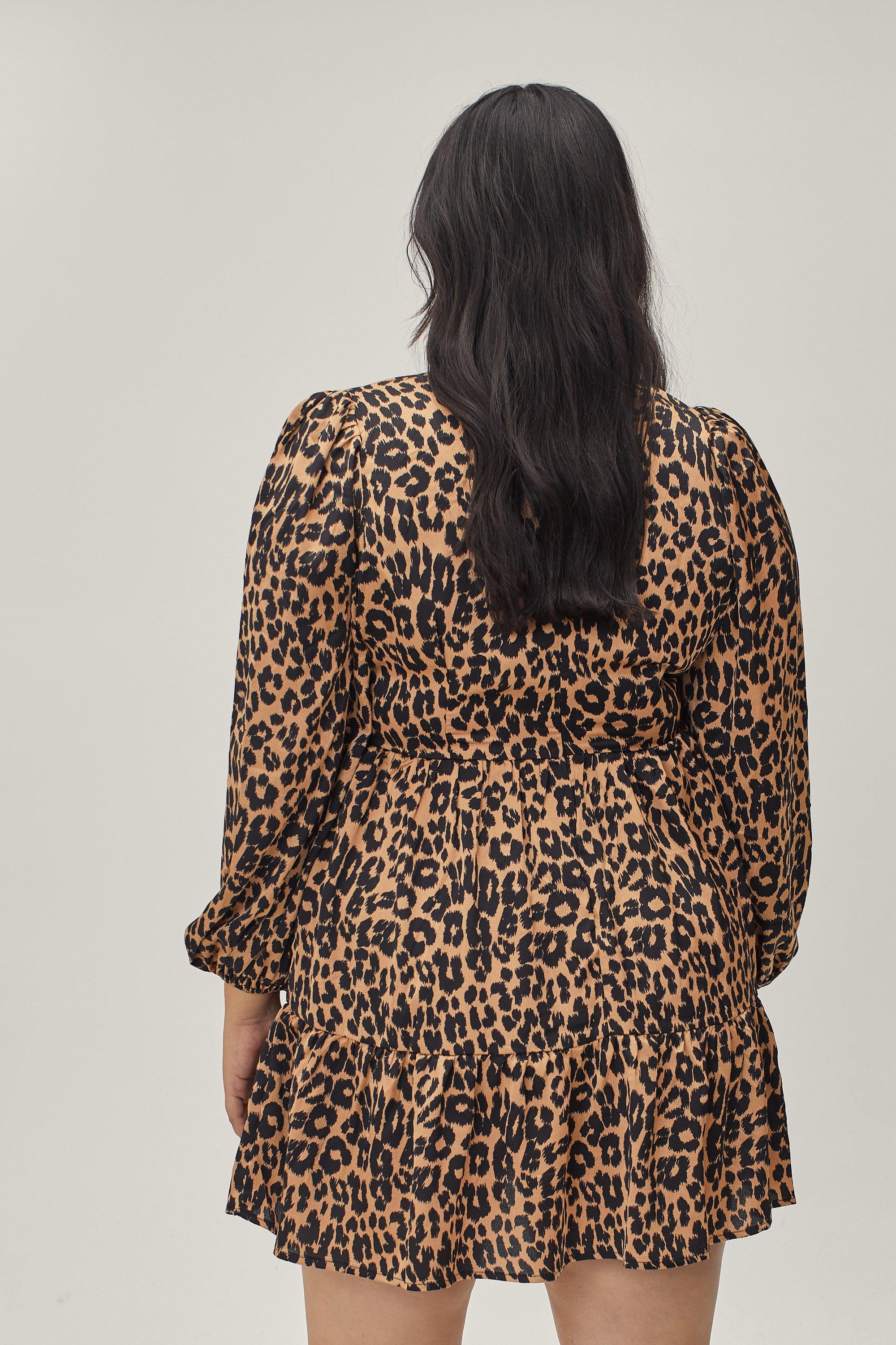 V neck leopard outlet dress