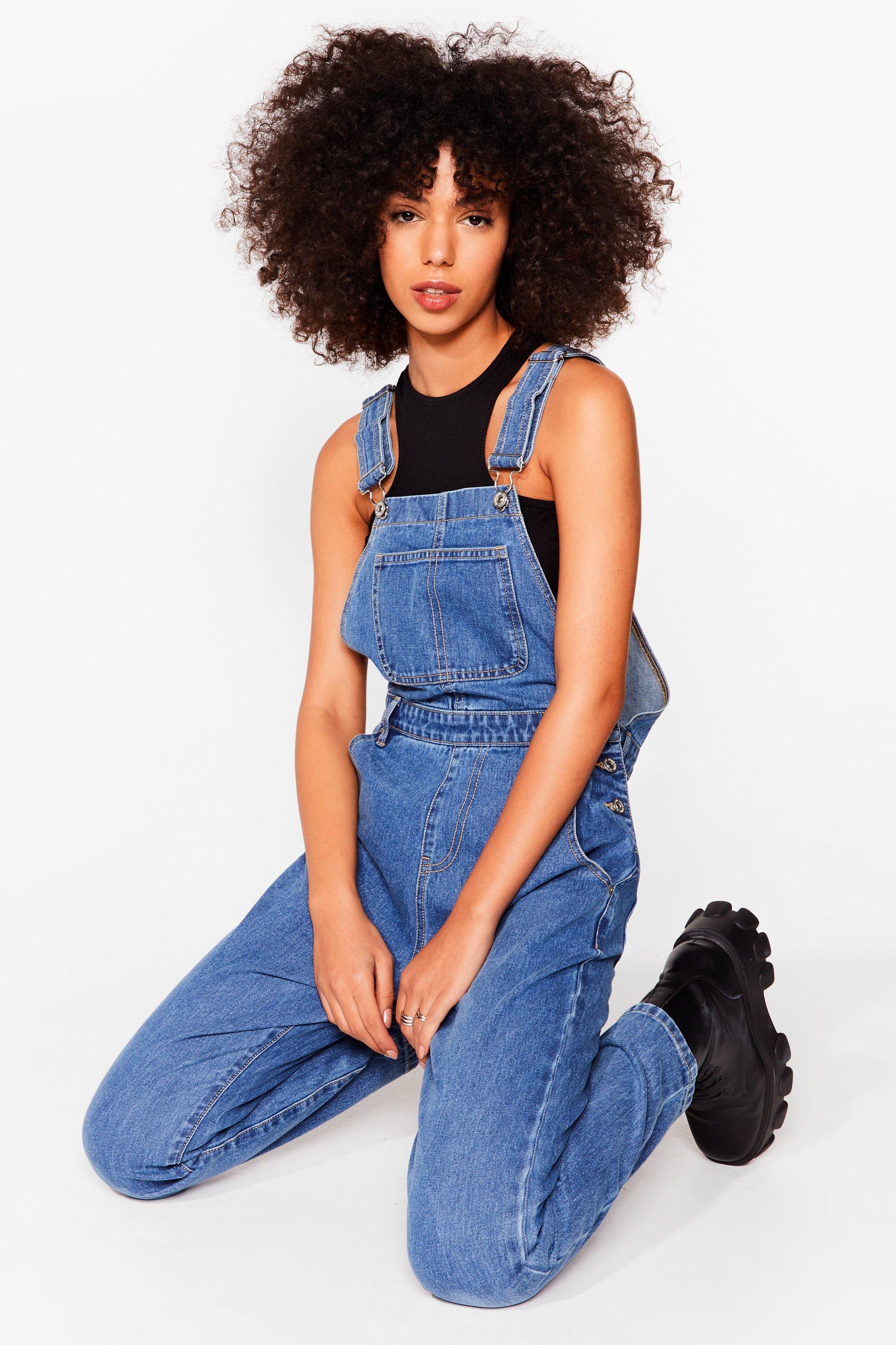 relaxed denim dungarees