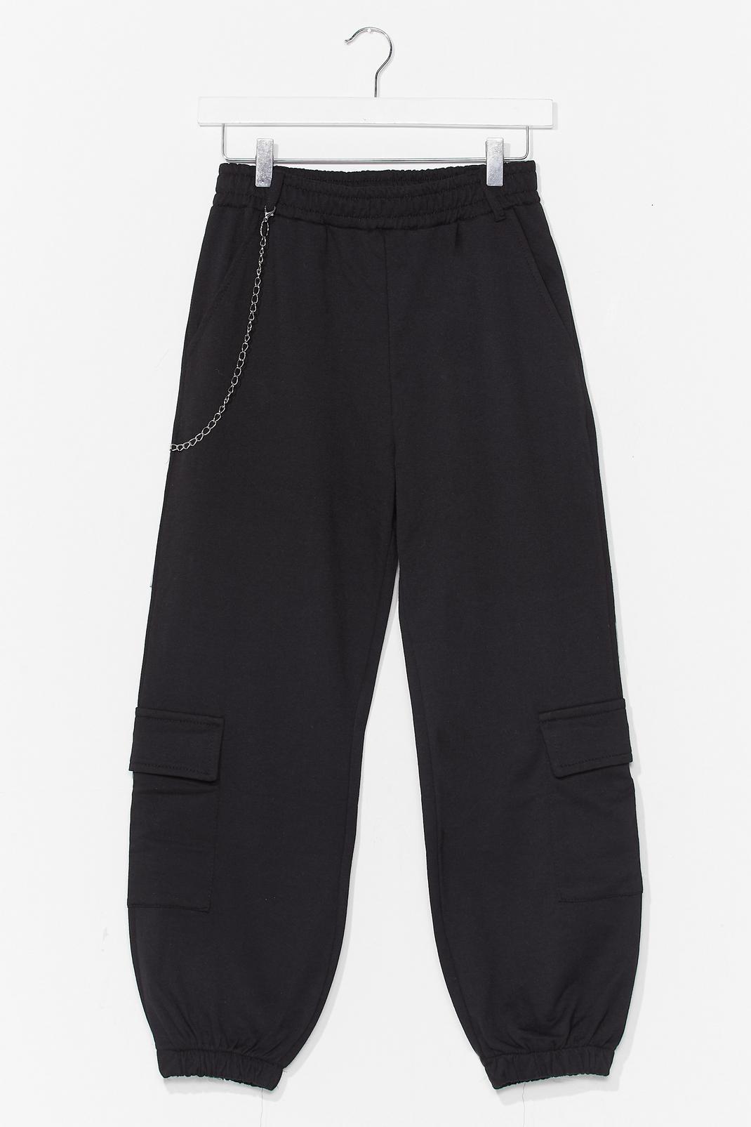 Black chain detail cargo pant image number 1