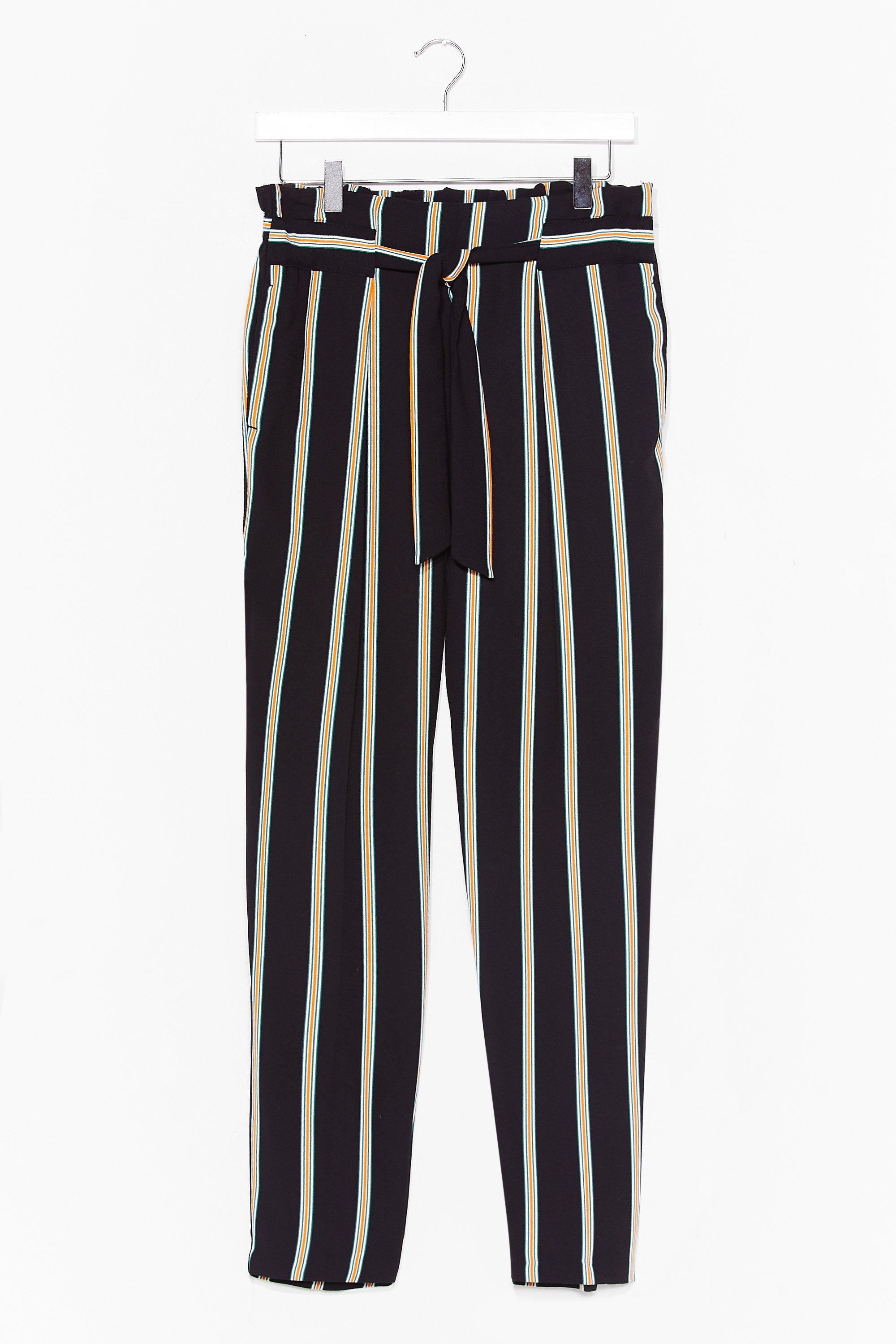 belted striped pants