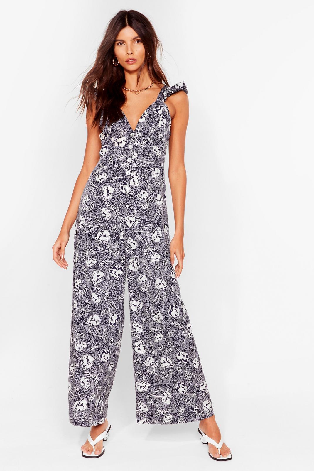 Navy Such a Grow Off Floral Culotte Jumpsuit image number 1