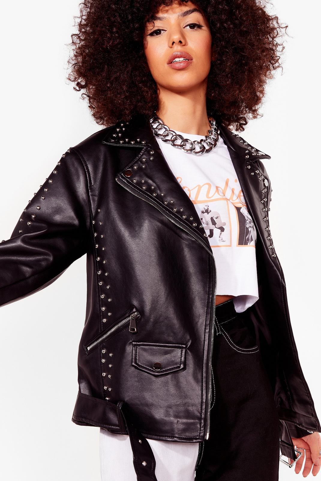 Schools Out Studded Faux Leather Biker Jacket | Nasty Gal