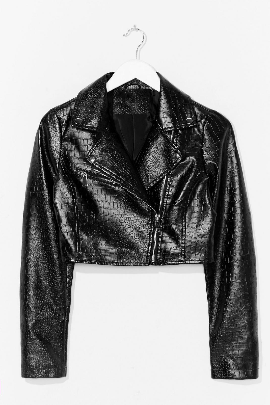 Time to Croc It Faux Leather Cropped Jacket image number 1