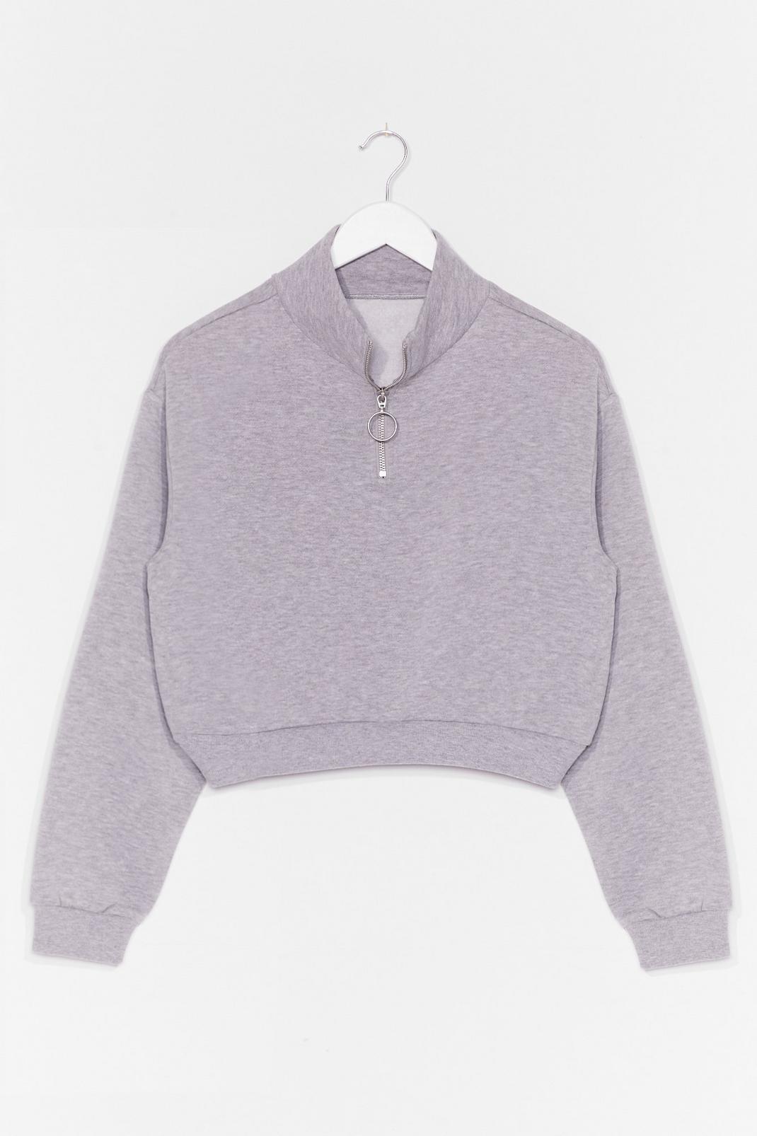 Grey Get Zip Done Cropped Sweatshirt image number 1