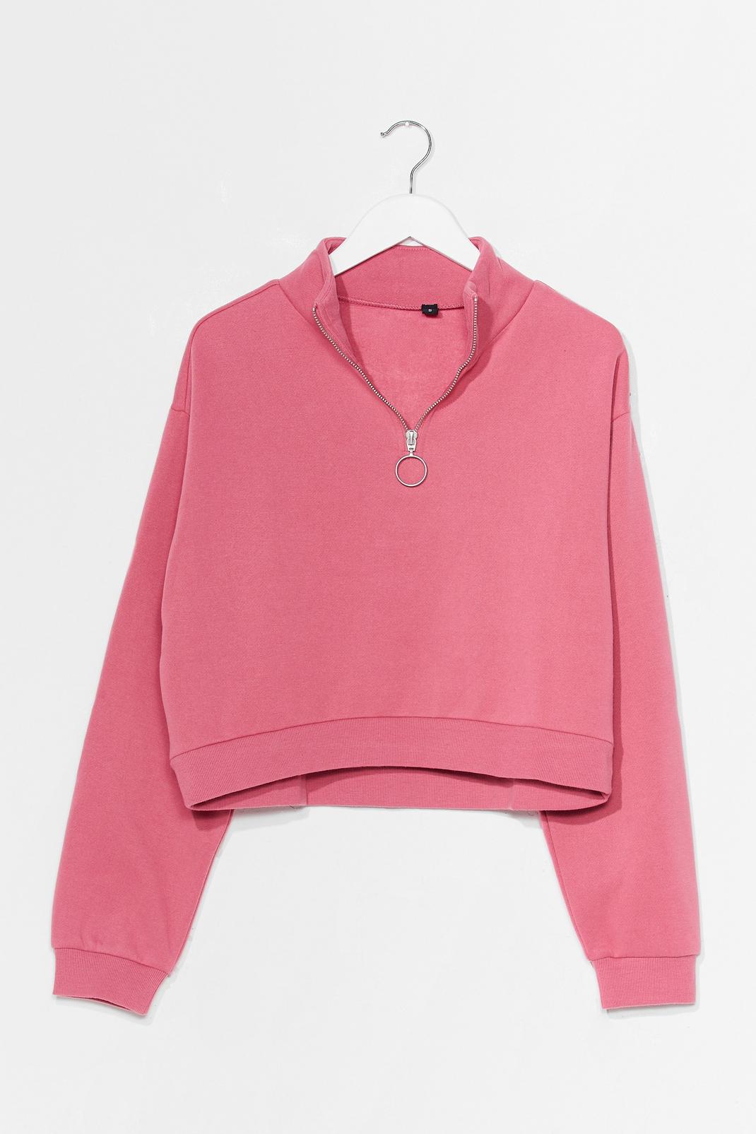 Pink Get Zip Done Cropped Sweatshirt image number 1