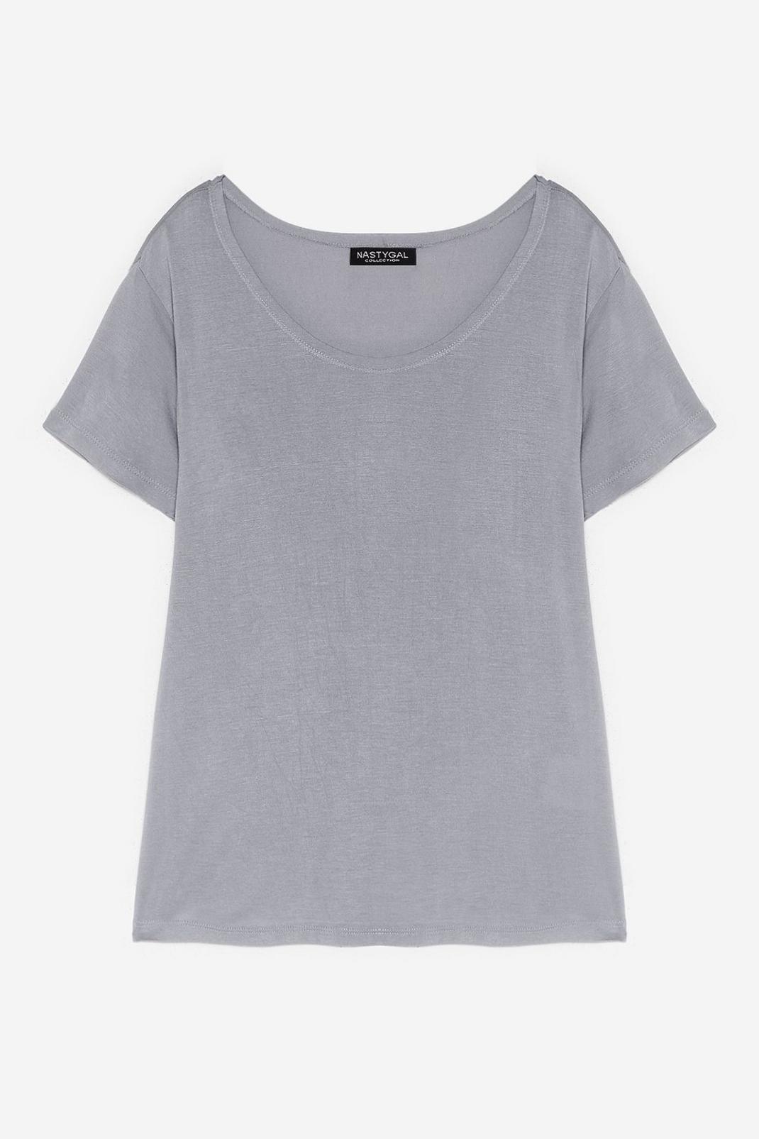 Grey Scoop Neck Oversized T-Shirt image number 1