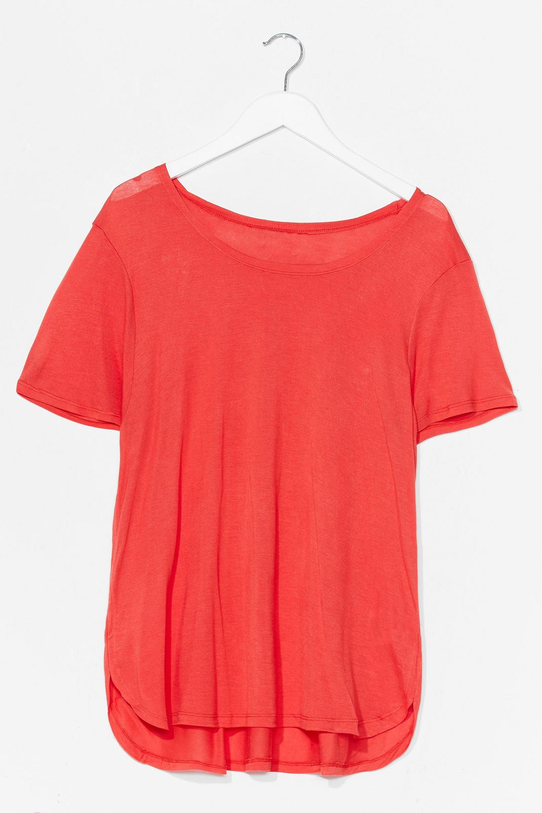 Red Scoop Neck Oversized T-Shirt image number 1