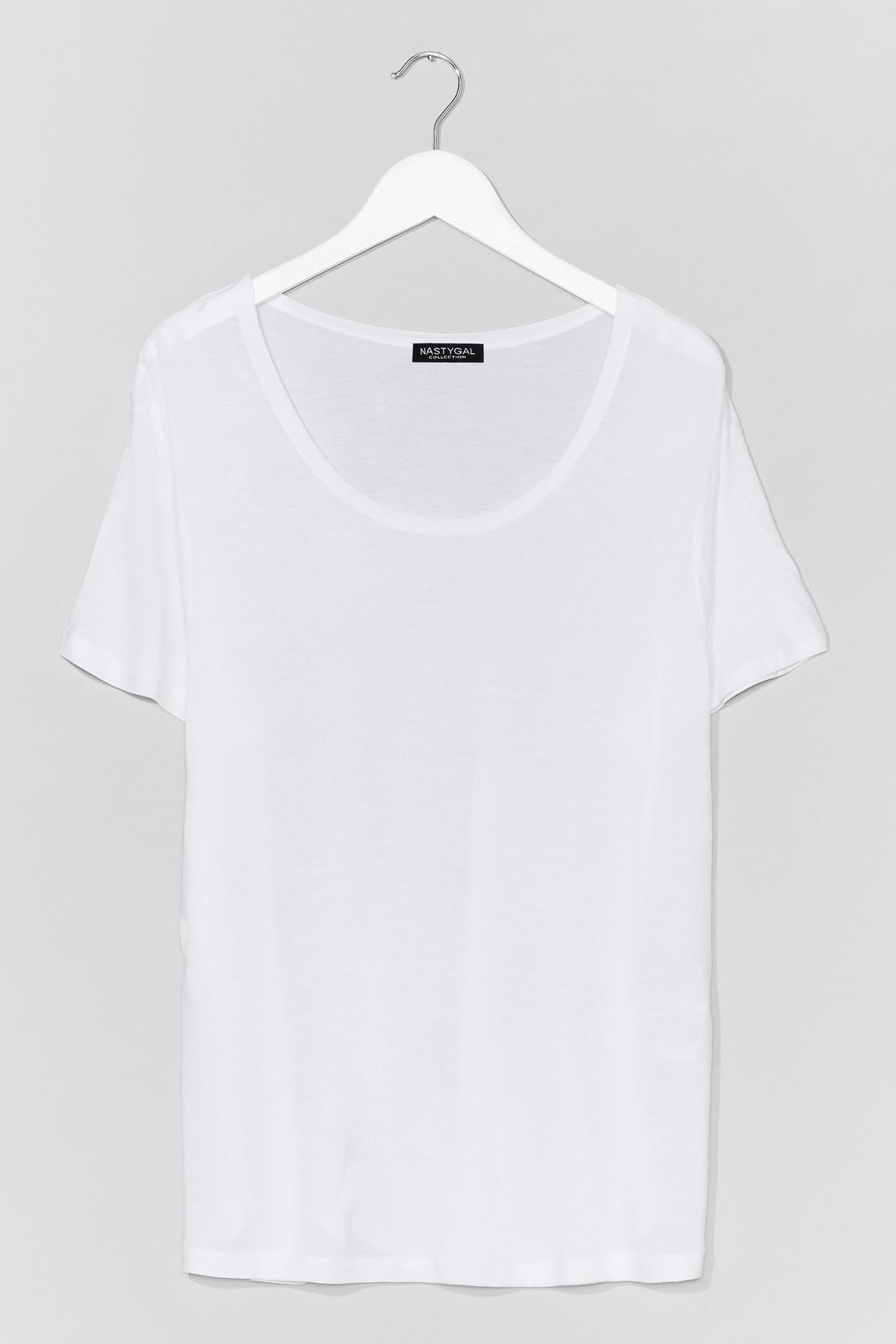 White Scoop Neck Oversized T-Shirt image number 1
