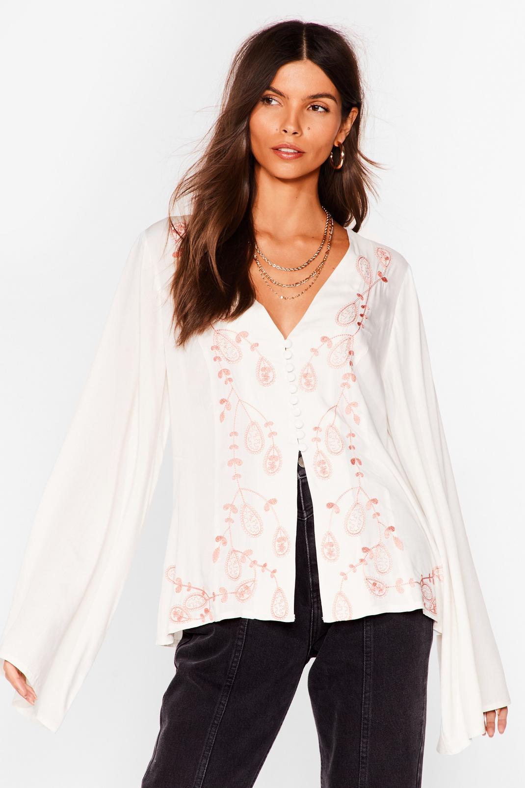 All in the Details Oversized Embroidered Blouse image number 1