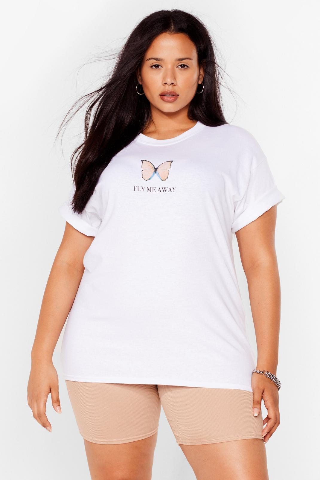 White Fly Me Away Butterfly Plus Graphic Tee image number 1