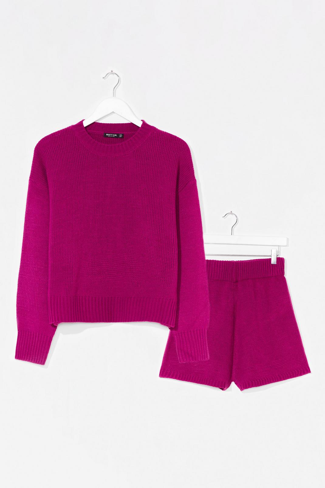 Violet Luxe Like Fun Knitted Jumper and Shorts Lounge Set image number 1