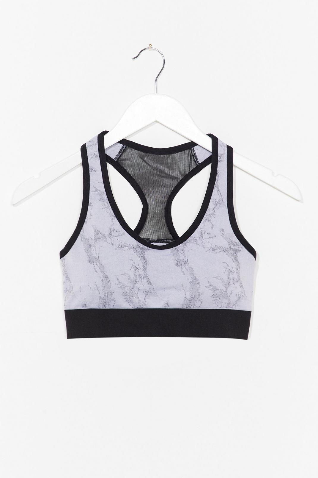 Grey Polish It Off Marble Workout Crop Top image number 1