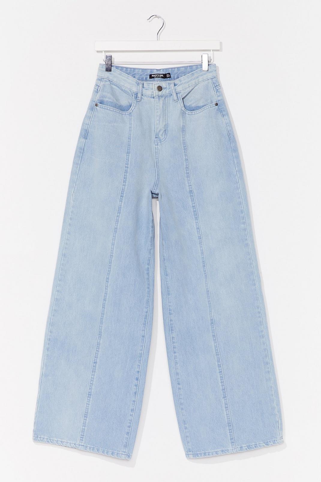 Light blue Denim Front Seam Wide Leg Jeans image number 1