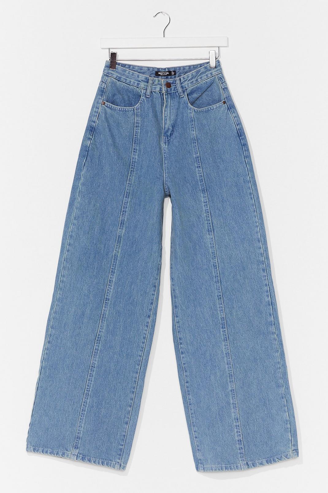 Vintage blue Denim Front Seam Wide Leg Jeans image number 1