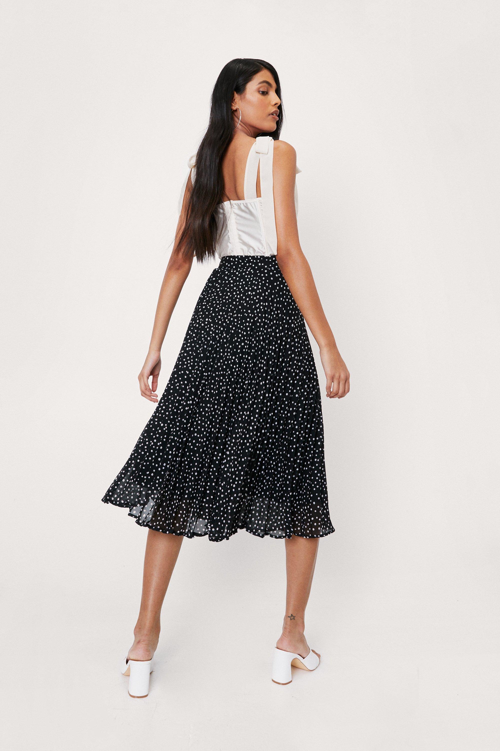 Polka dot skirt outlet pleated