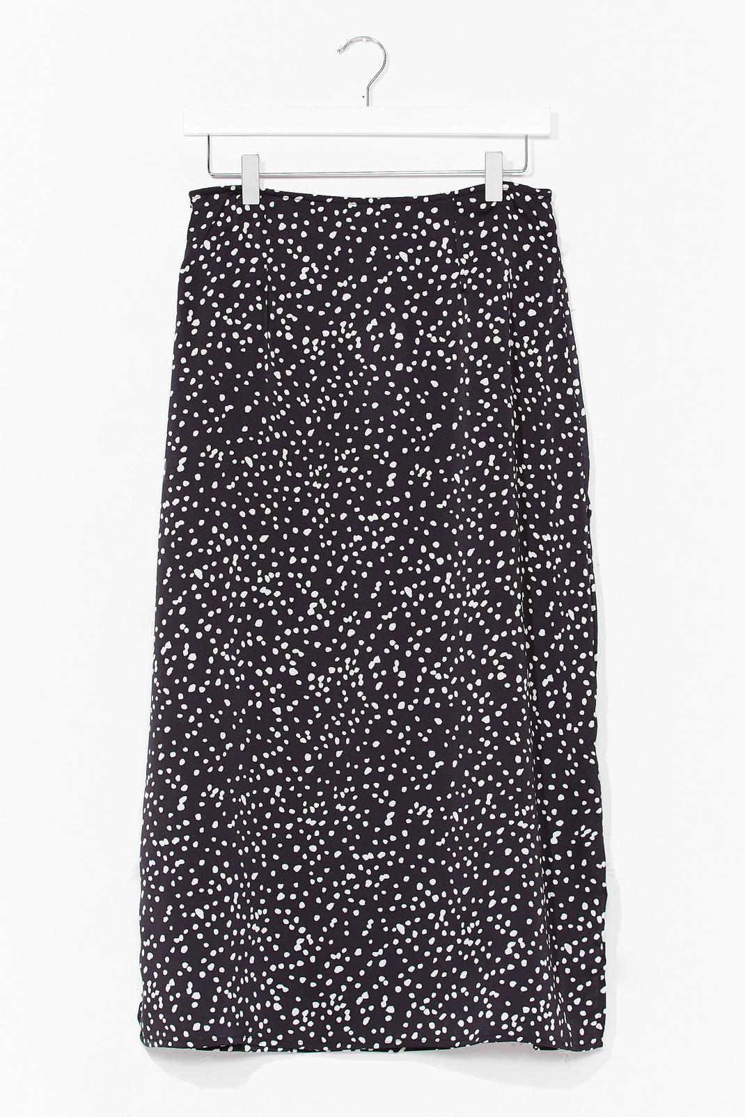 Black Slit the Cheque Polka Dot Midi Skirt image number 1