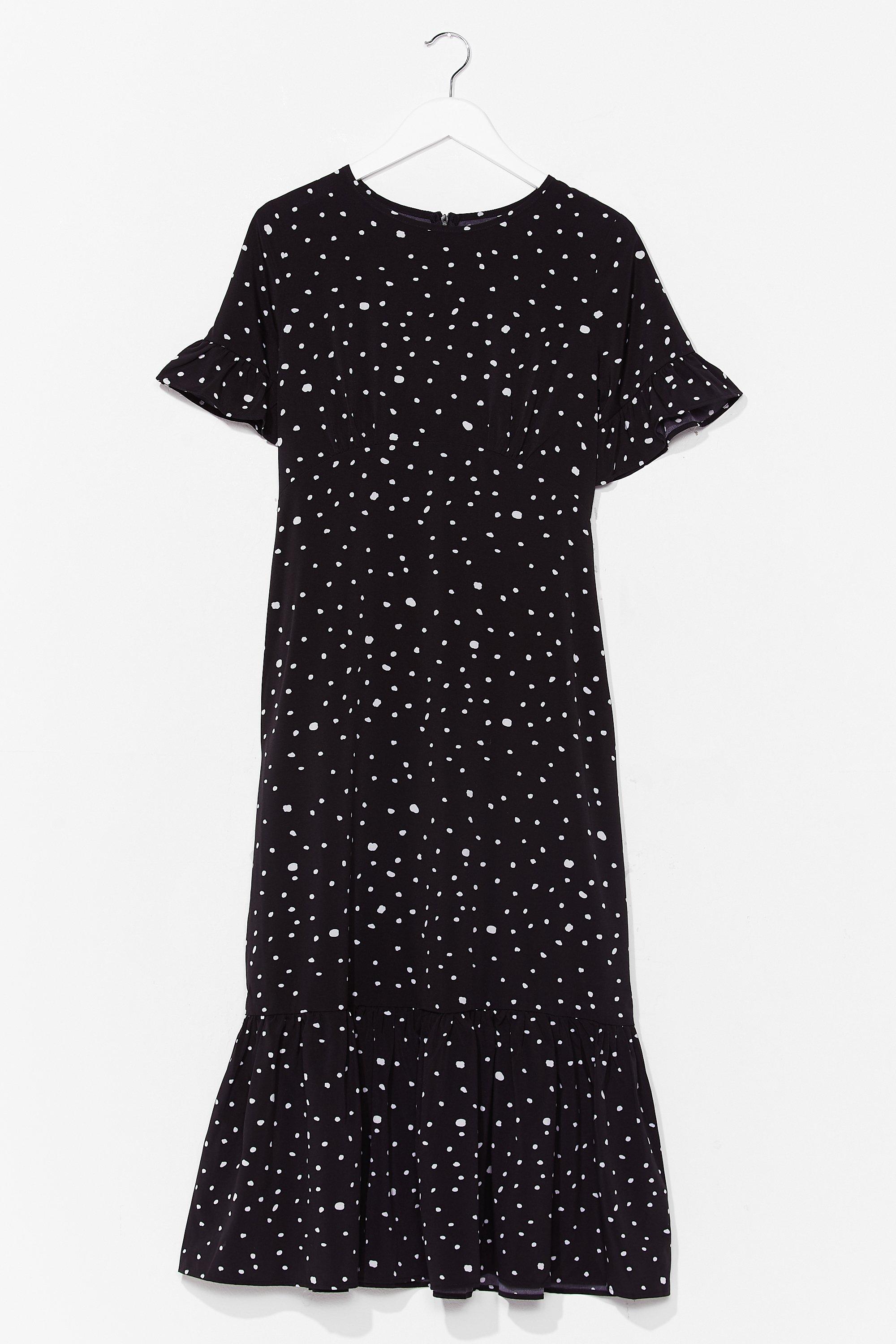 black and white polka dot tea dress