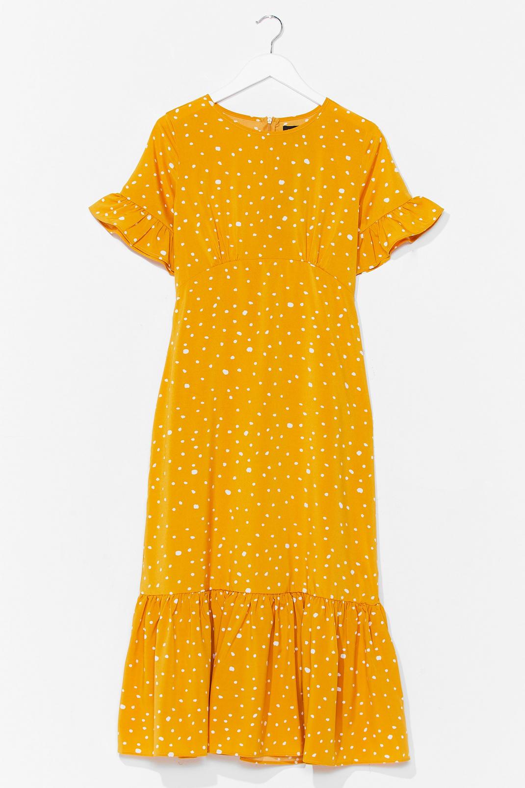 Yellow Polka Dot Loose Drop Hem Midi Dress image number 1
