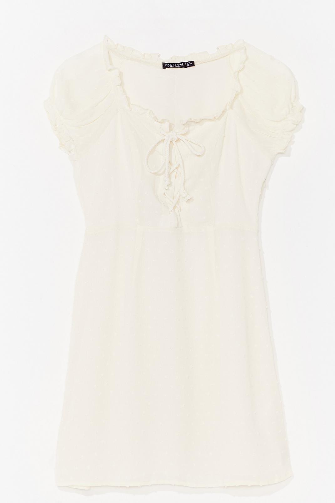 White Strings Attached Lace-Up Mini Dress image number 1