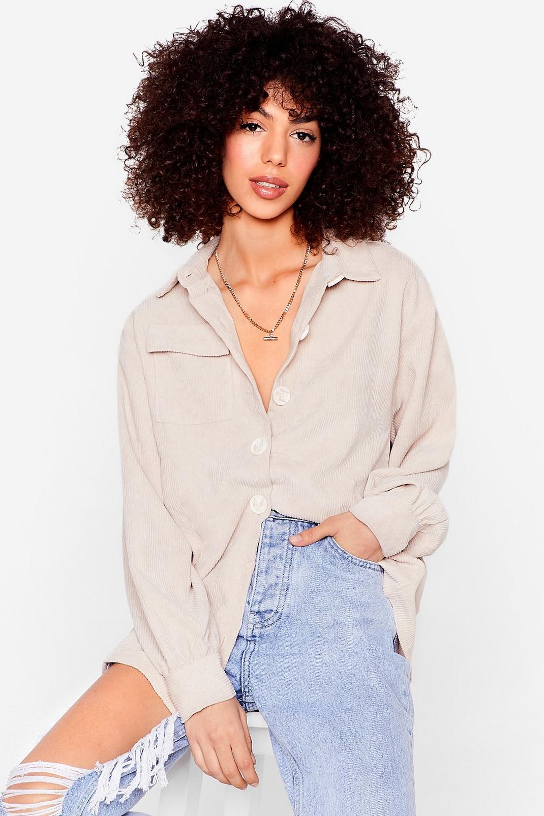 Stone Big Cord And Beautiful Oversized Cord Shirt image number 1