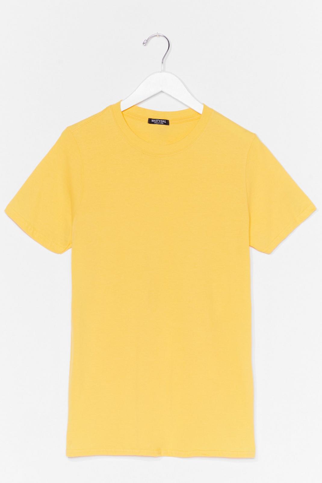 Yellow Casual Round Neck Oversized T-Shirt image number 1