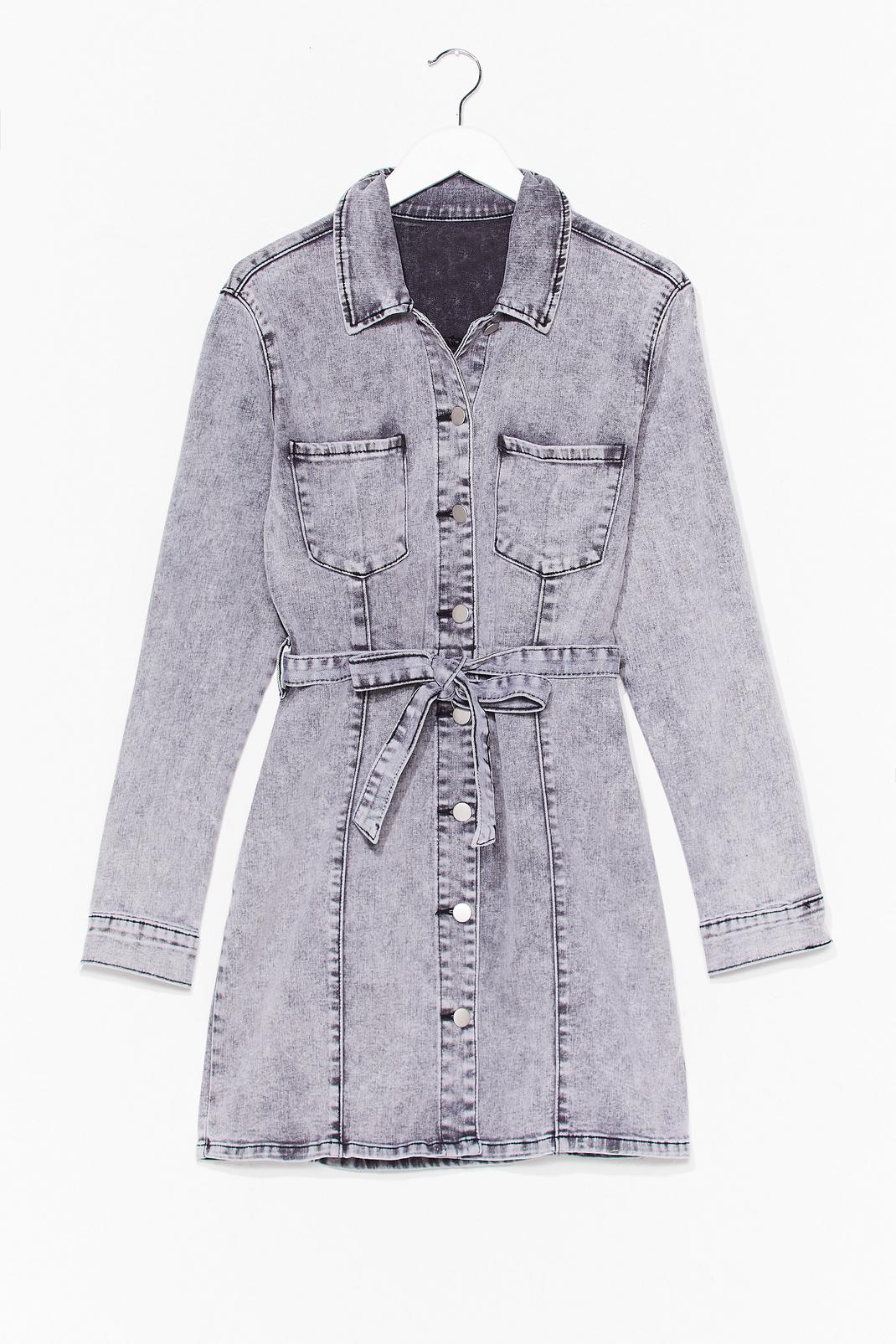 Grey Worth Washing Out for Denim Belted Mini Dress image number 1