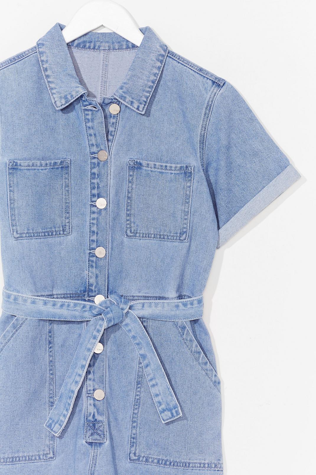 Short But Sweet Denim Belted Romper Nasty Gal