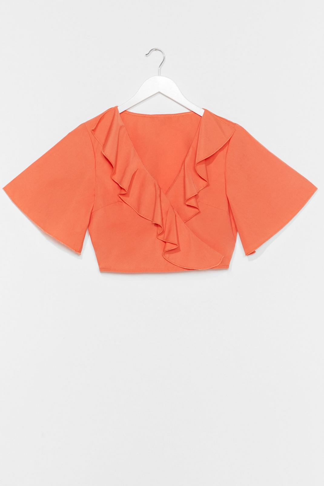 Coral West Coast Ruffle Wrap Blouse image number 1