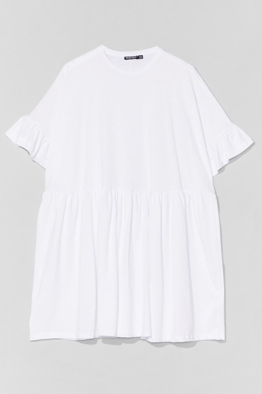 Grande taille - Robe t-shirt à détails volantés Envole-moi, White image number 1