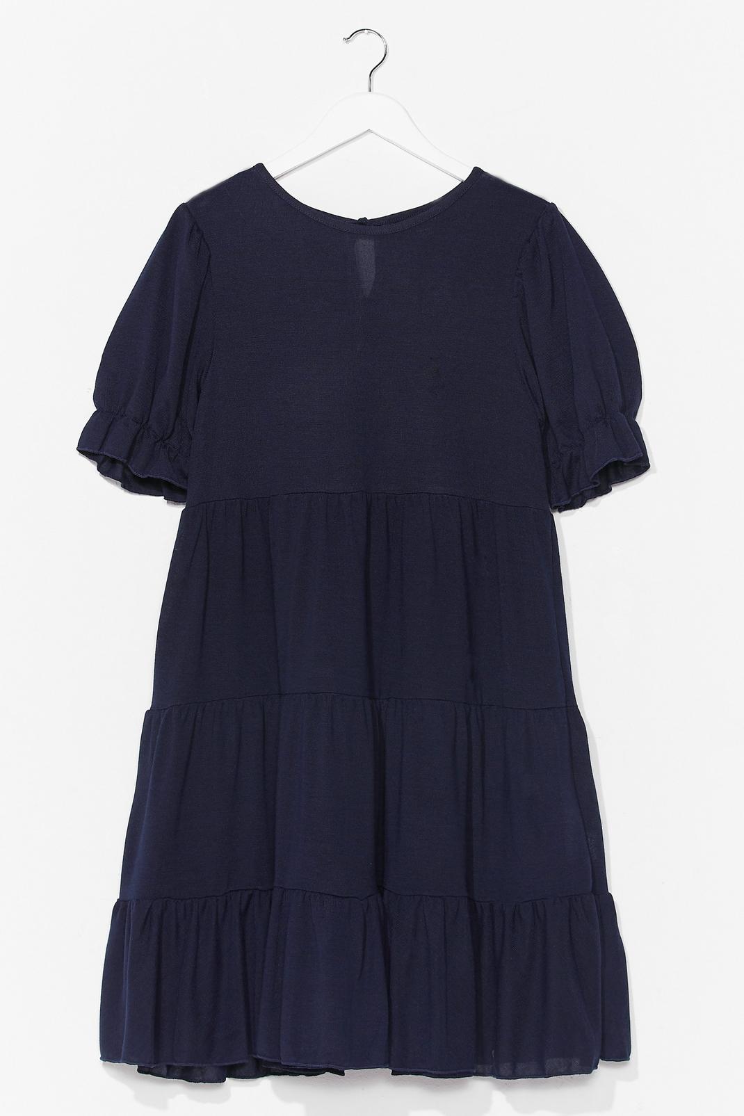 Navy Hot Puff Tiered Mini Dress image number 1