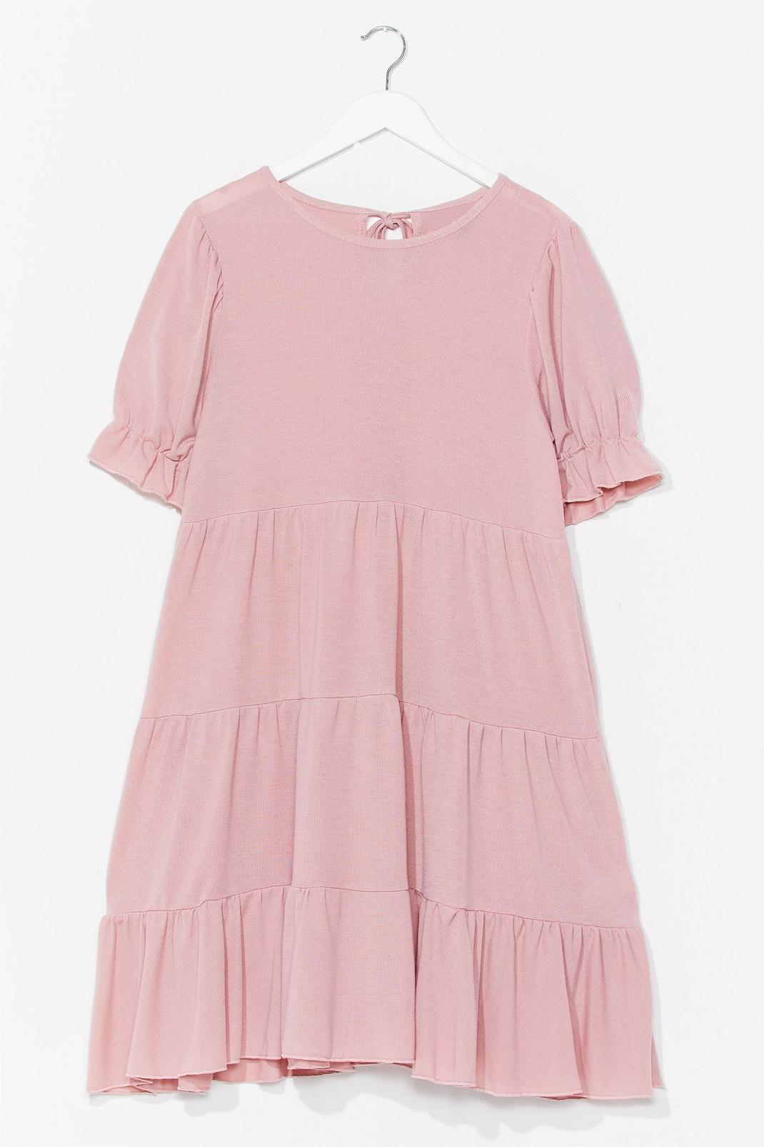 Pink Tiered Puff Sleeve Smock Mini Dress image number 1