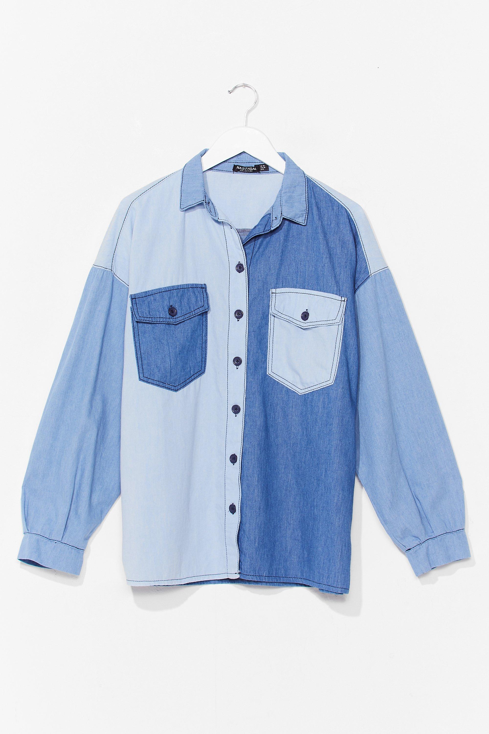Mixed Messages Two-Tone Denim Shirt 