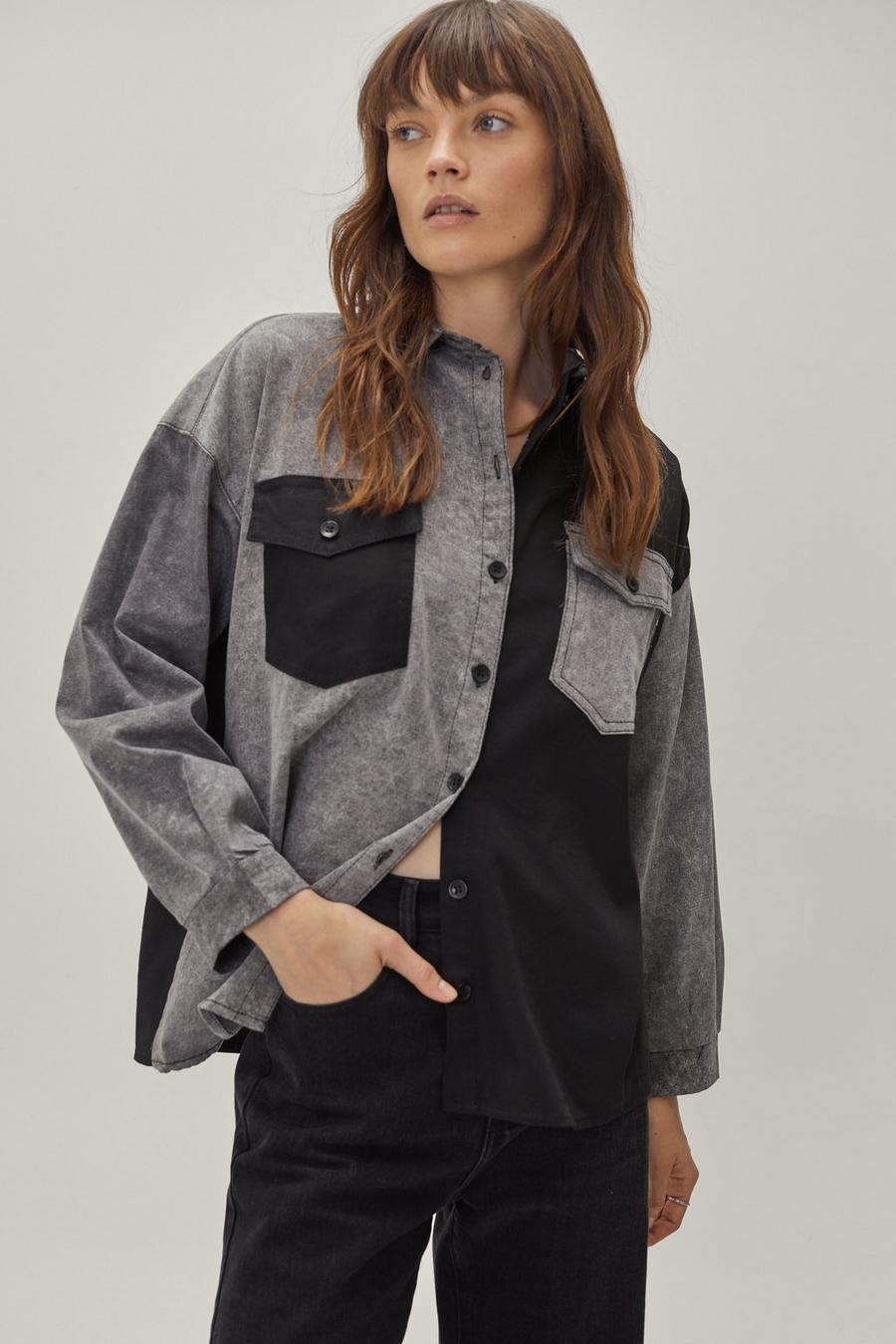 Mixed Messages Two-Tone Denim Shirt