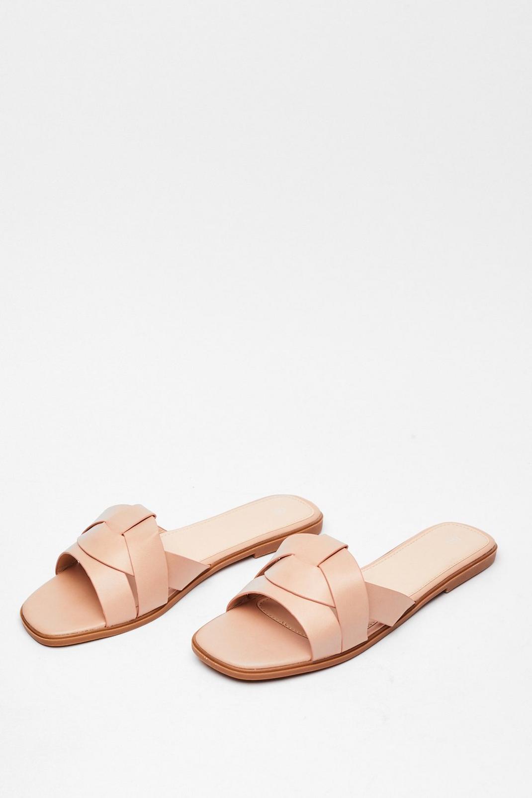 Faux Leather Square Toe Flat Sandals image number 1