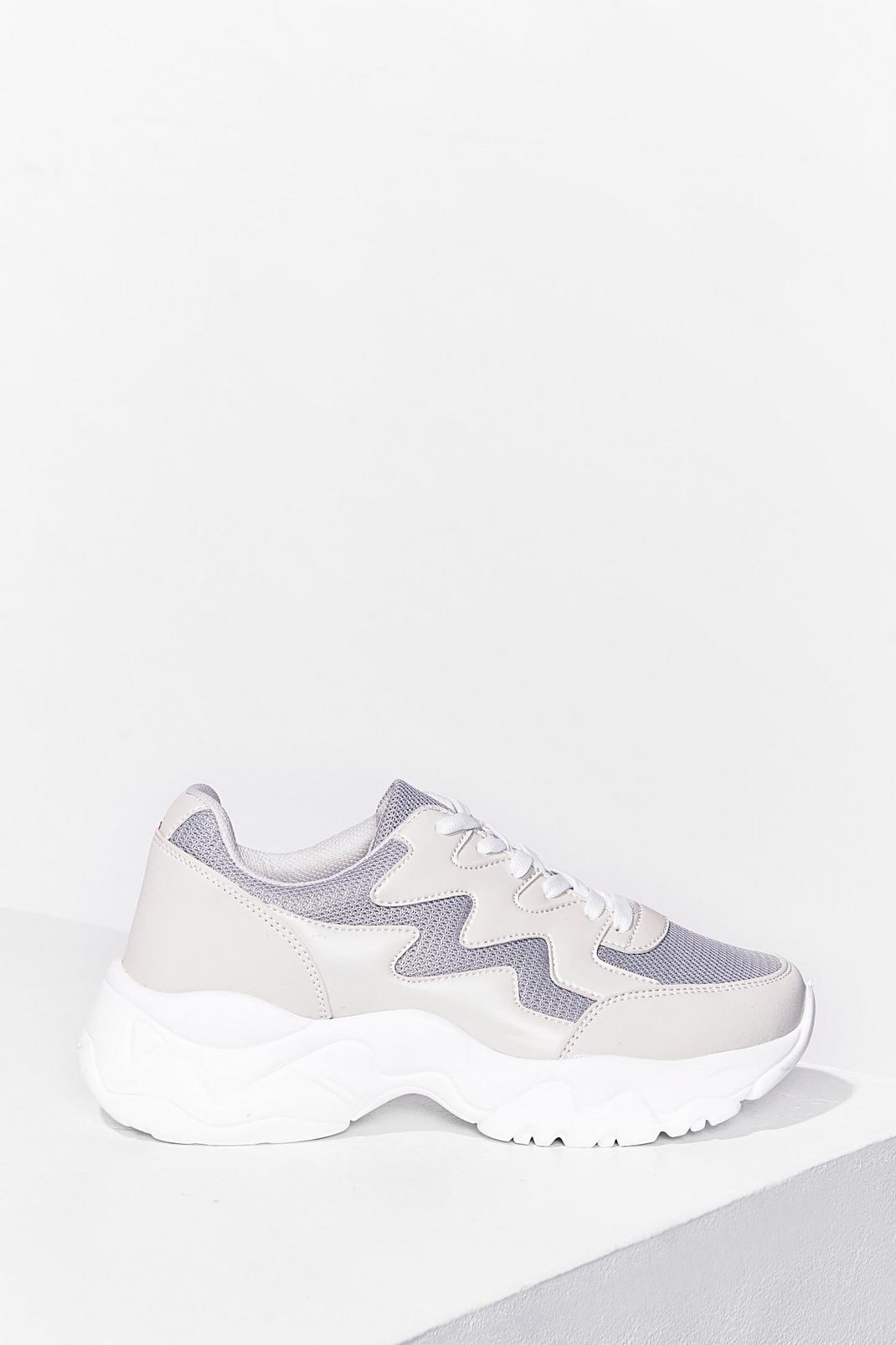 Chunky Faux Leather Contrast Sneakers image number 1