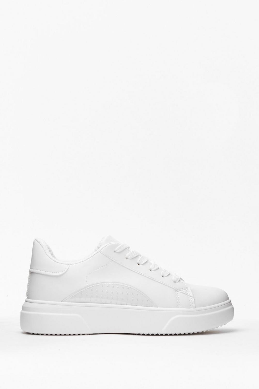 Two Tone Transparent Faux Leather Sneakers image number 1
