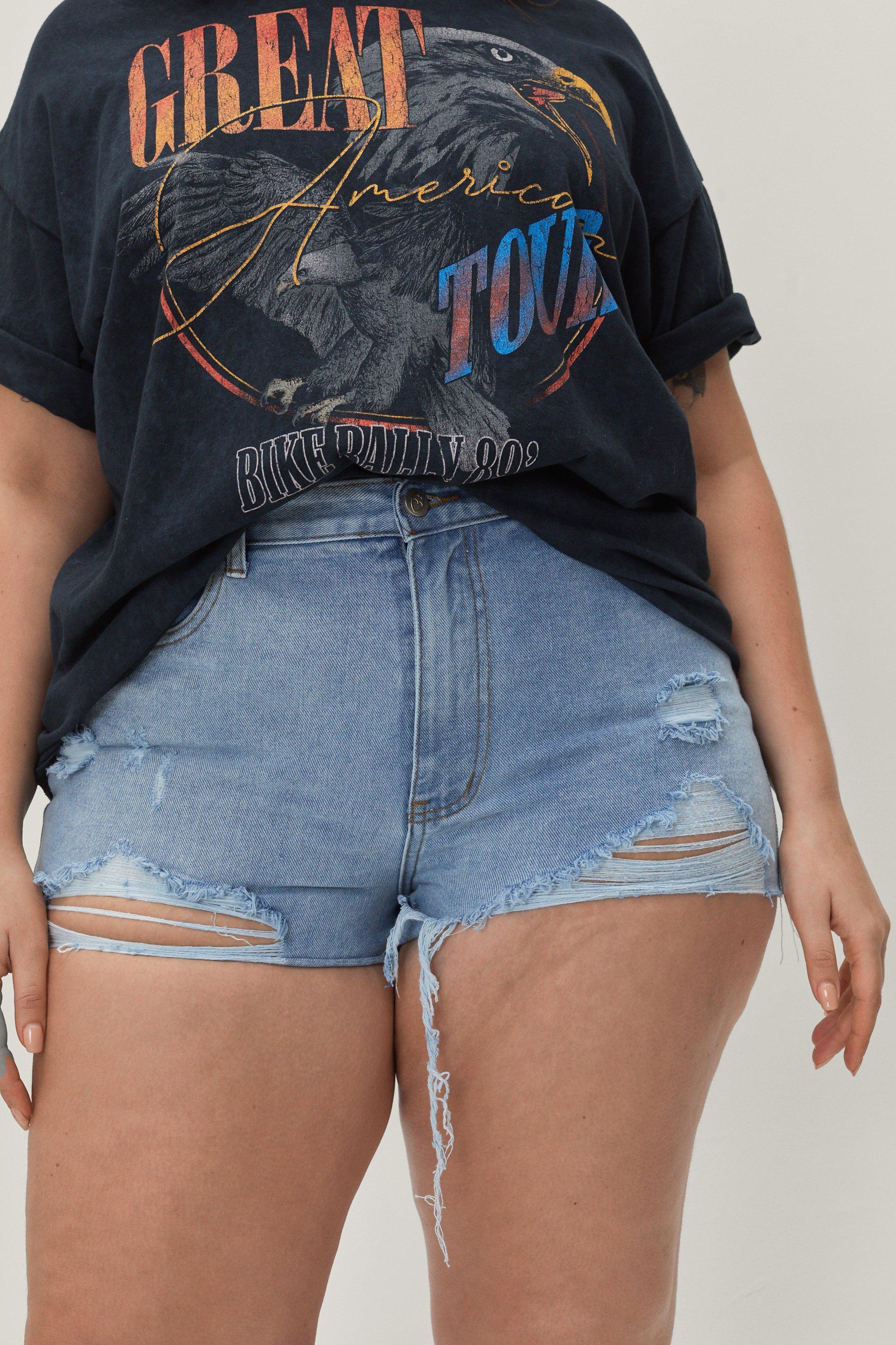 Plus size best sale destructed shorts