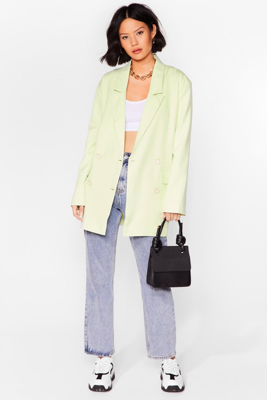 Mint Double Breasted Oversized Longline Blazer image number 1