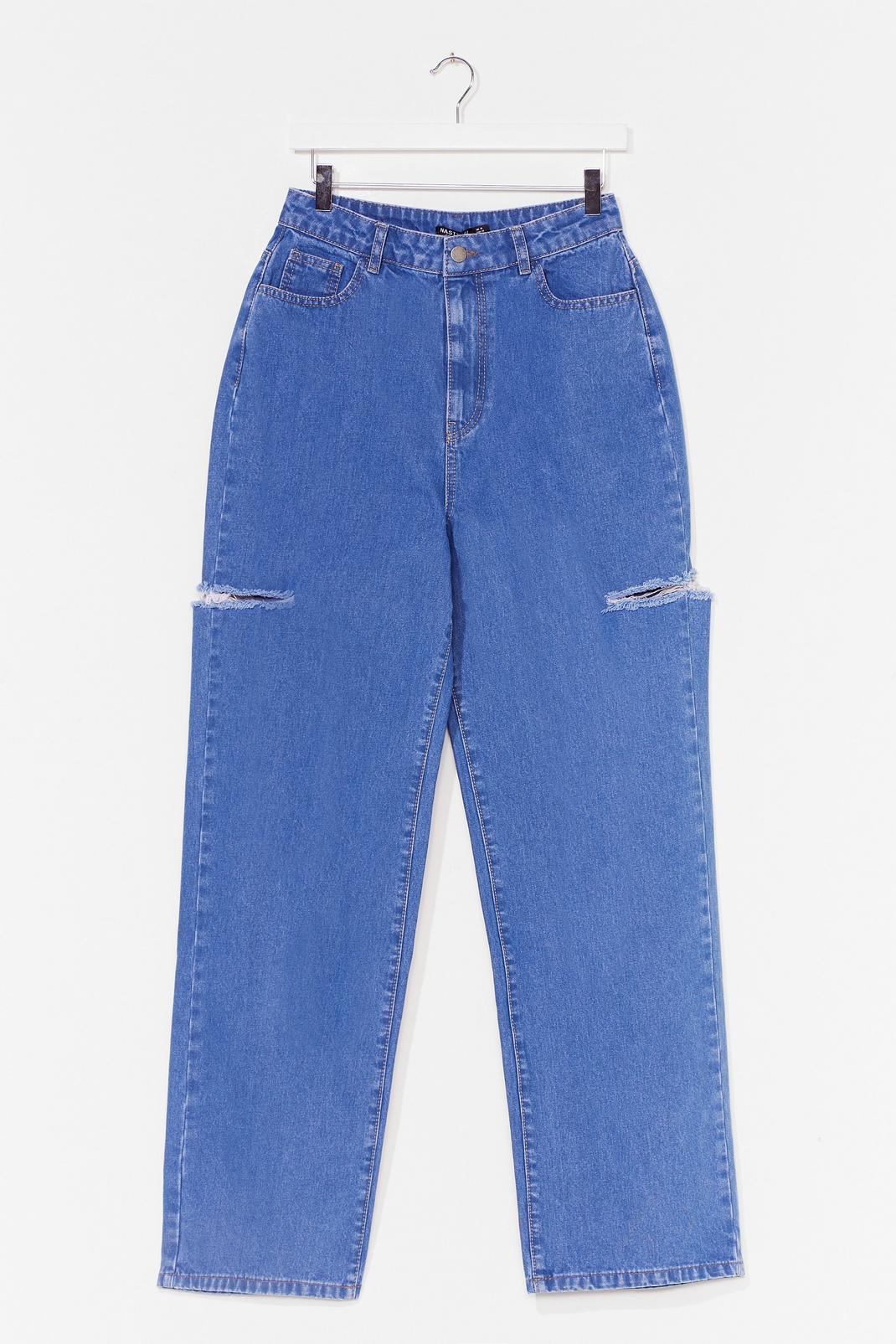 Blue Cut Ties Distressed Wide-Leg Jeans image number 1