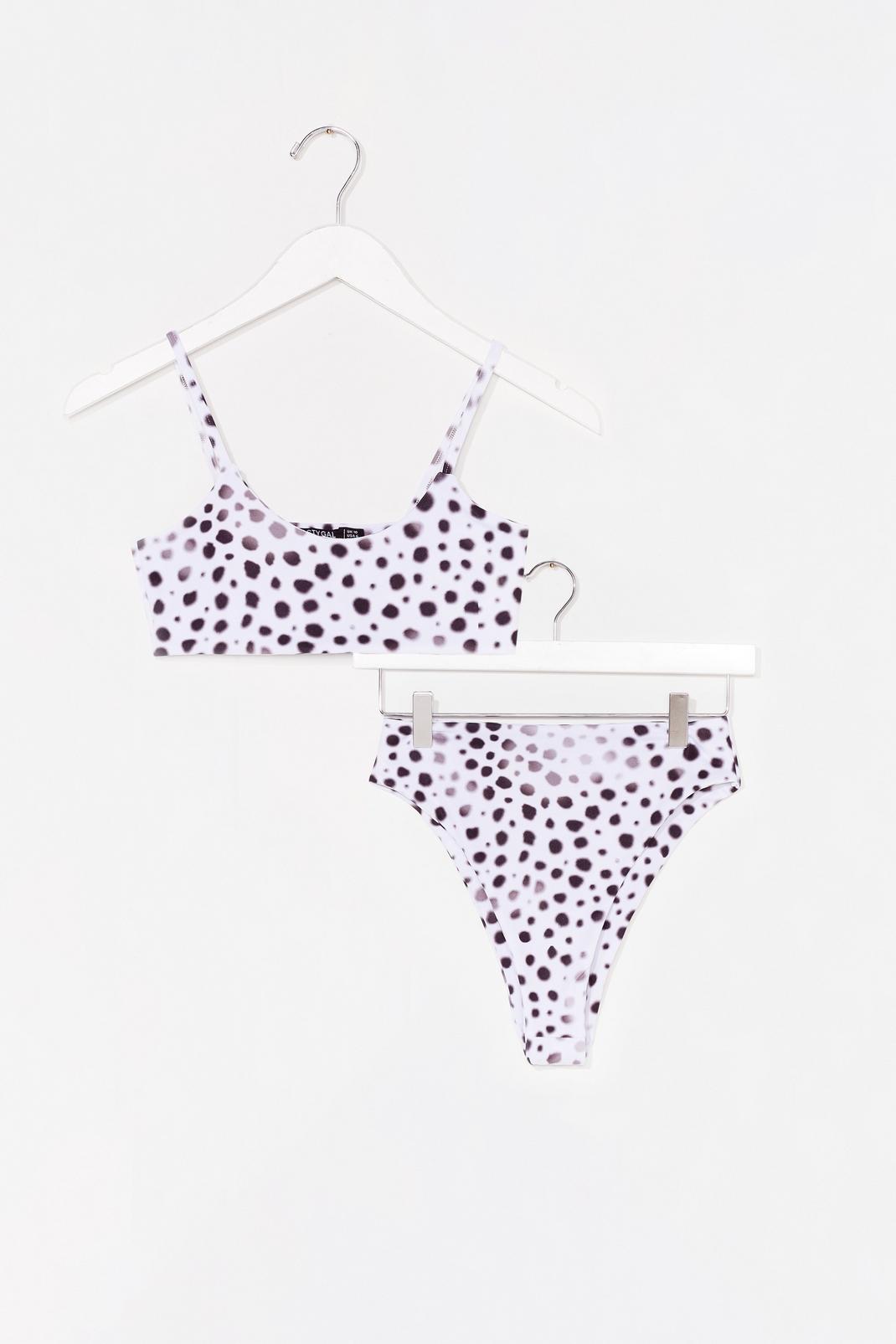 Blurred Spot Crop + High Leg Bikini Set, White image number 1