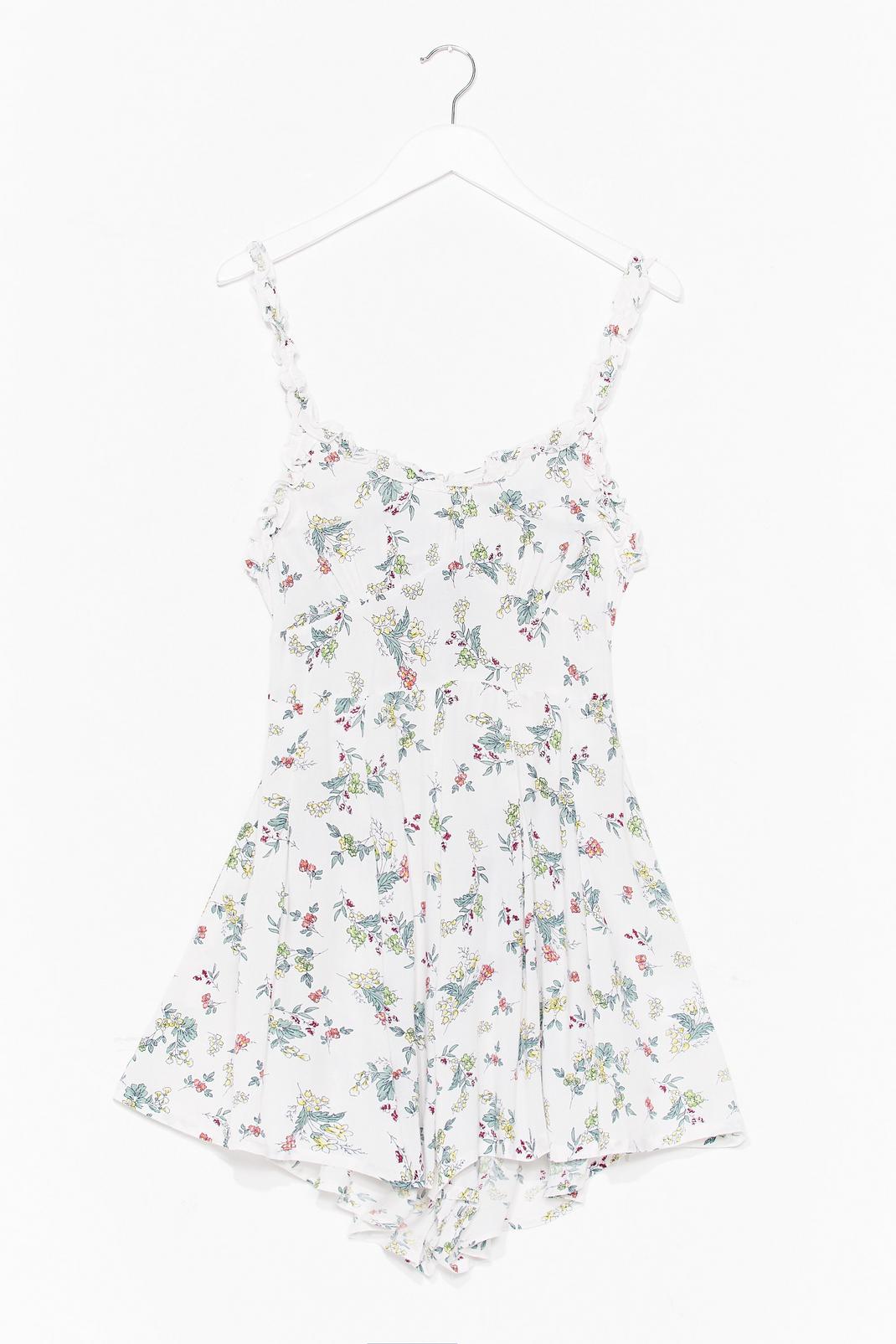 White Bud Morning Floral Tie Playsuit image number 1