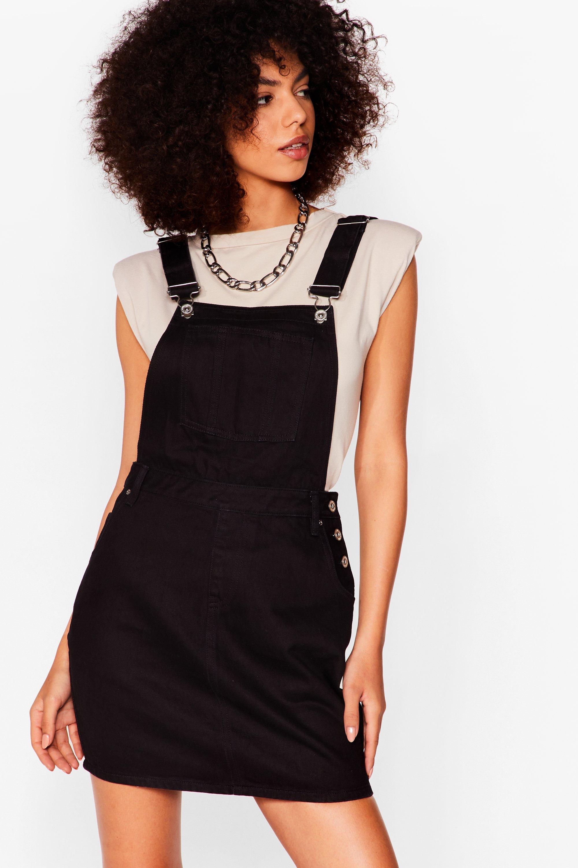 River island black hot sale dungaree dress