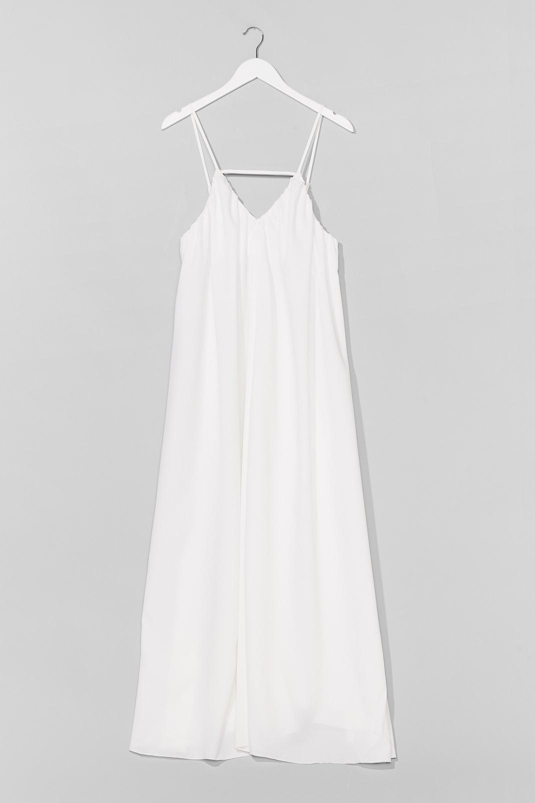 White Strappy V-Neck Flowy Maxi Dress image number 1