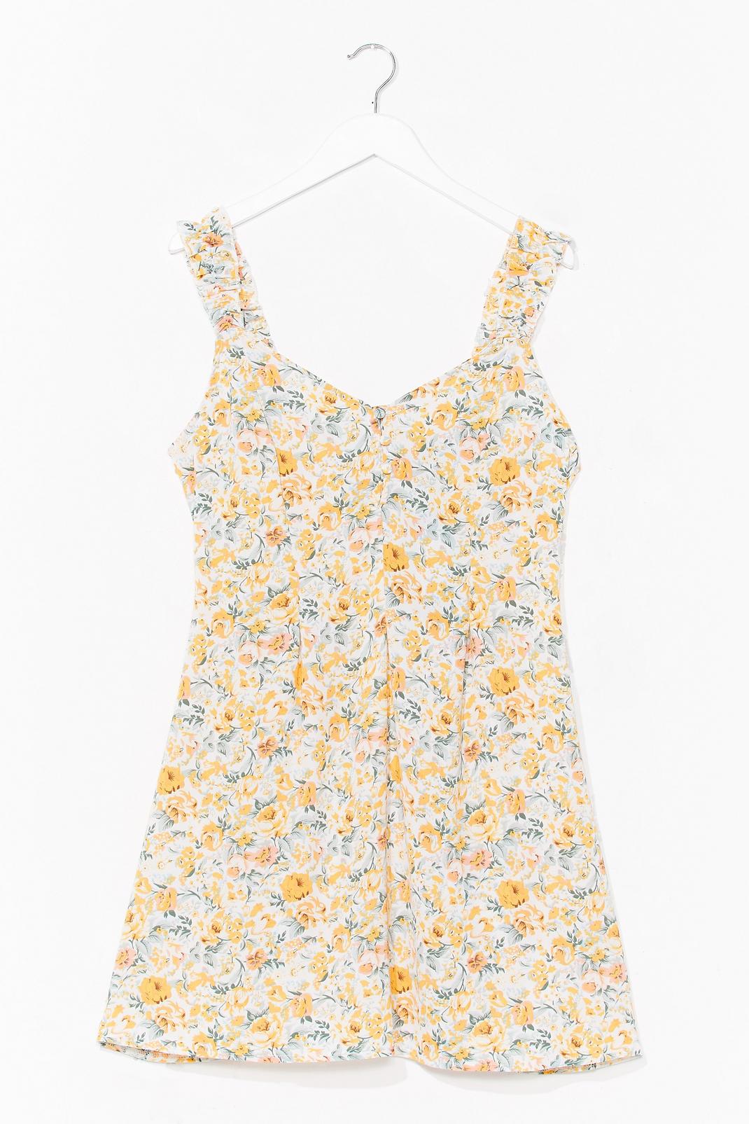 Yellow Floral A Line Mini Dress image number 1