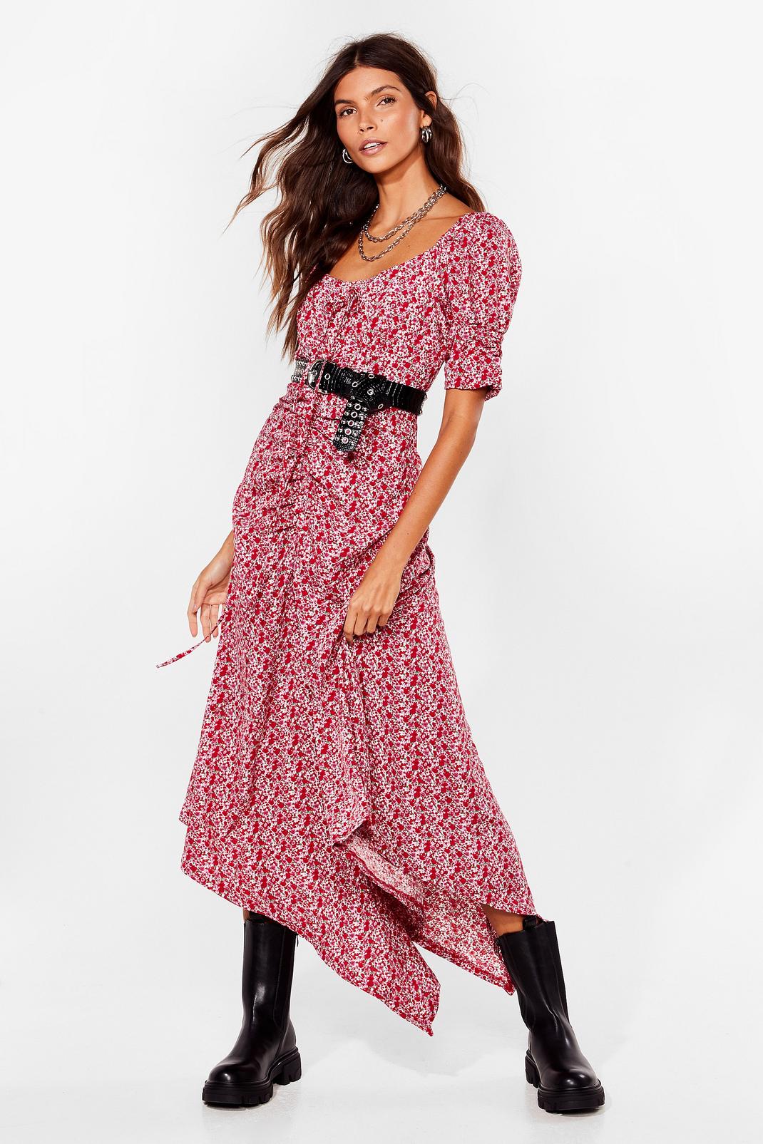 Red Can't Win Hem All Floral Maxi Dress image number 1